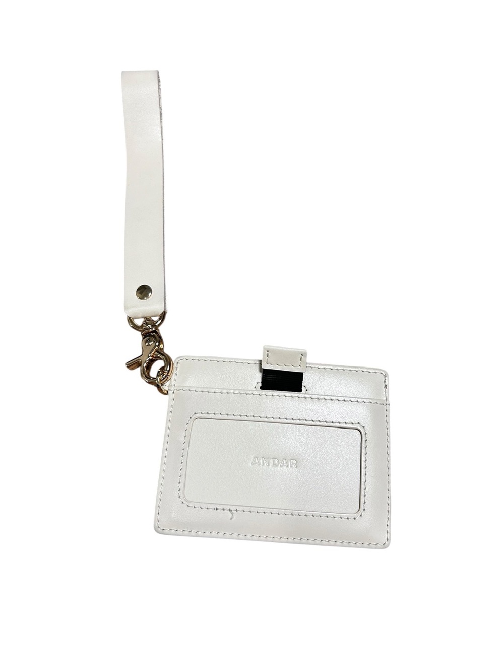 Andar Denner ivory leather wristlet wallet card holder strap keychain rfid